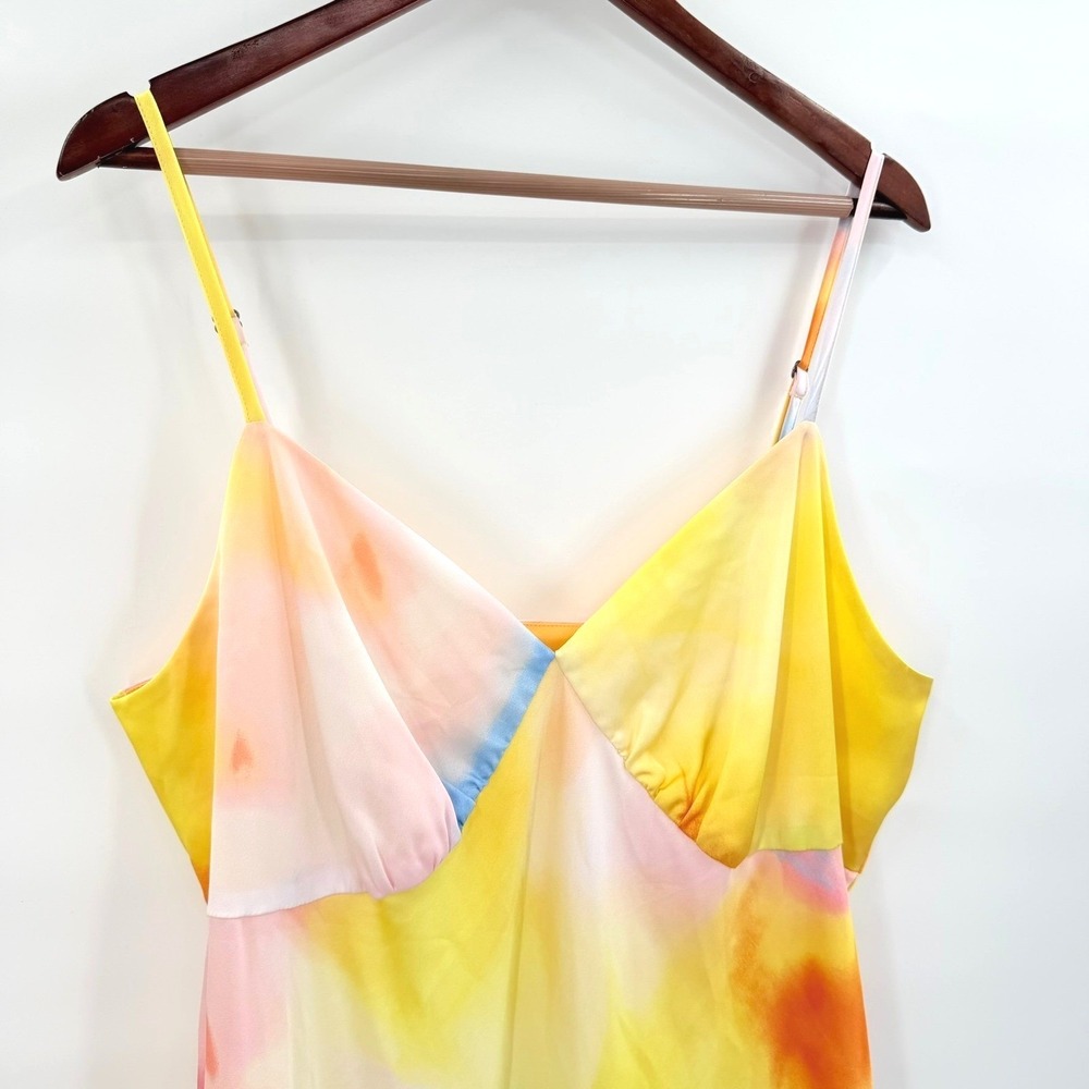 Satin Minimal Slip Dress Skinny Strap 2X DVF Target Pastel Sunset Watercolor NWT - Picture 5 of 11